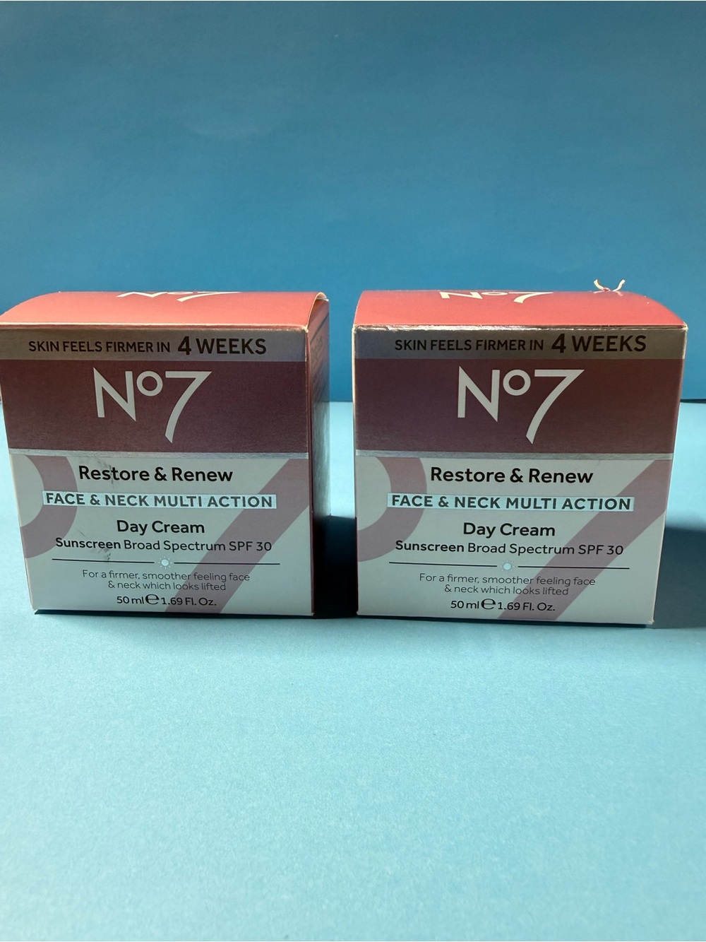 No7 Restore & Renew Face & Neck Day Cream SPF 30 — Pink